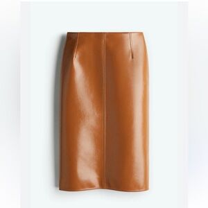 H&M Tan Leather Pencil Skirt